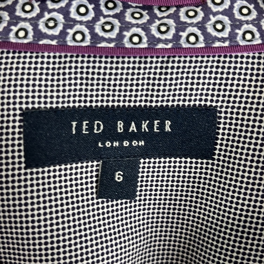 Ted Baker XXL Button Down Shirt Purple/Blue Print Long Sleeve Shirt Modern Fit - Picture 9 of 12